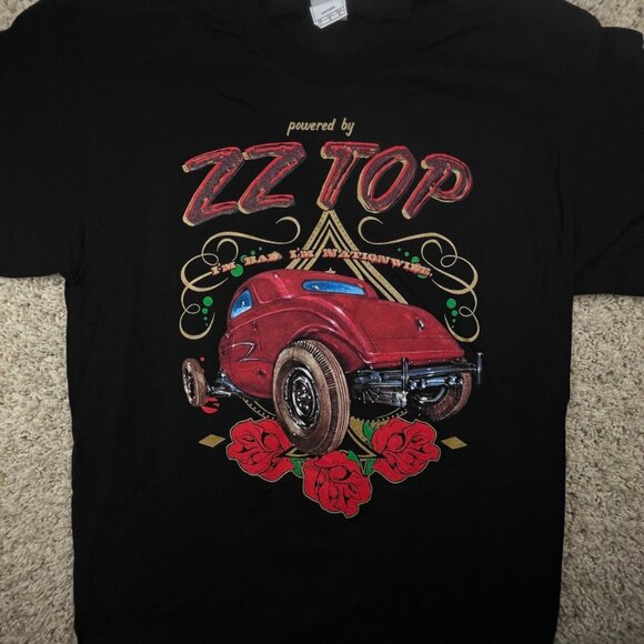 ZZ Top Tour 2014 Mens Short Sleeve Black Graphic Dead Stock Concert Tee LARGE - Picture 1 of 10